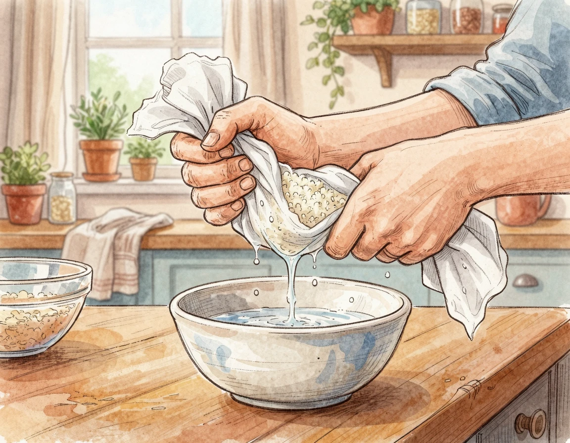 컬리플라워 수분 짜내는 모습 일러스트