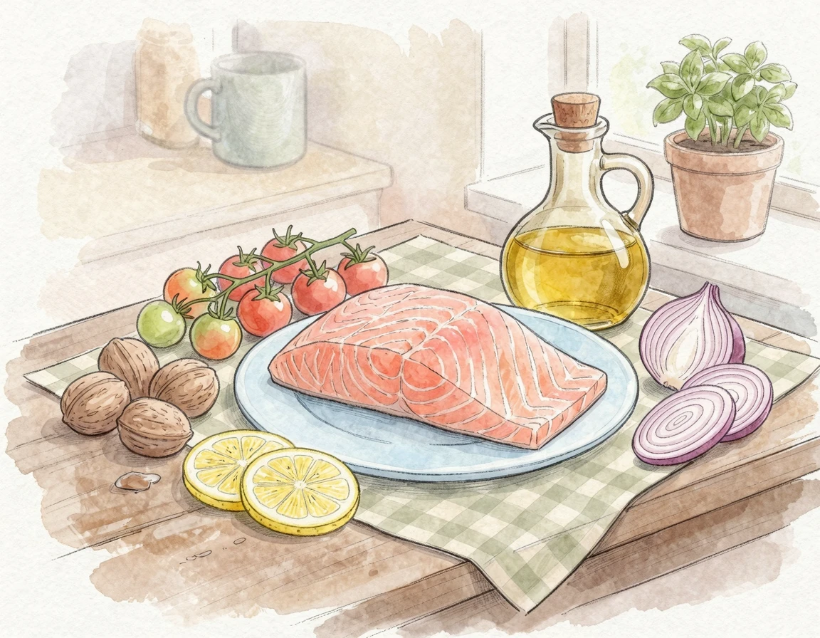 치매 예방에 좋은 연어 호두 파피요트 재료 준비