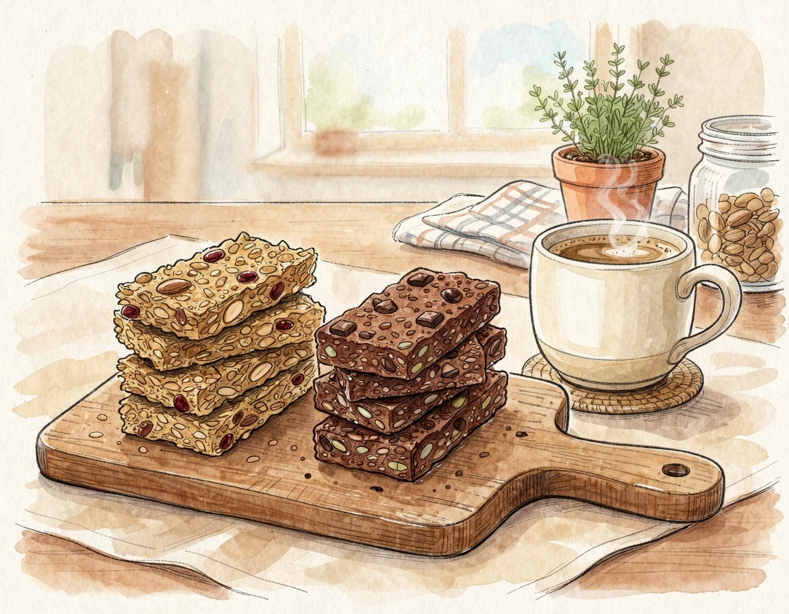 완성된 1기, 2기 씨앗 에너지바와 커피