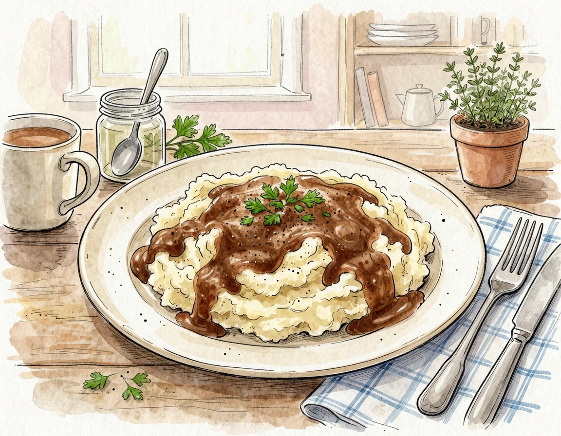 부드러운 매쉬드 포테이토와 소고기 퓨레 일러스트