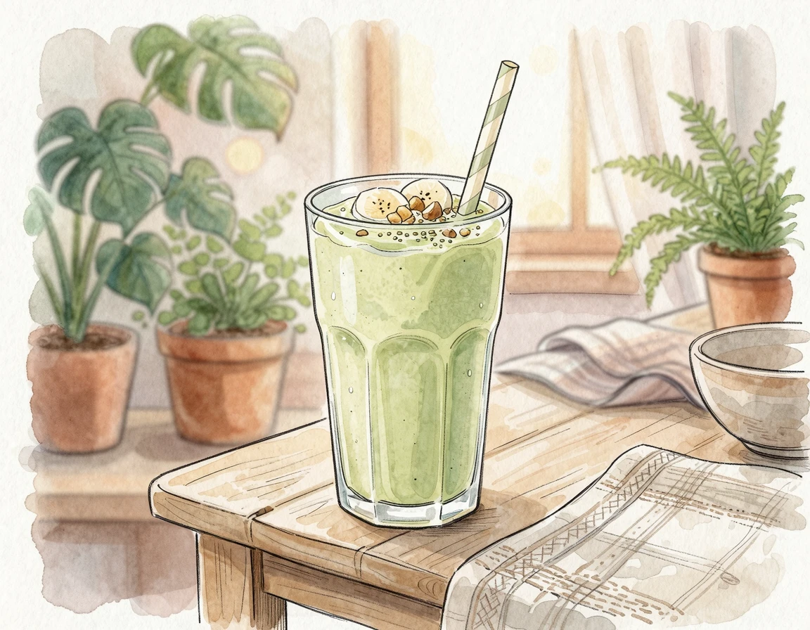 시원하고 부드러운 아보카도 바나나 스무디 일러스트