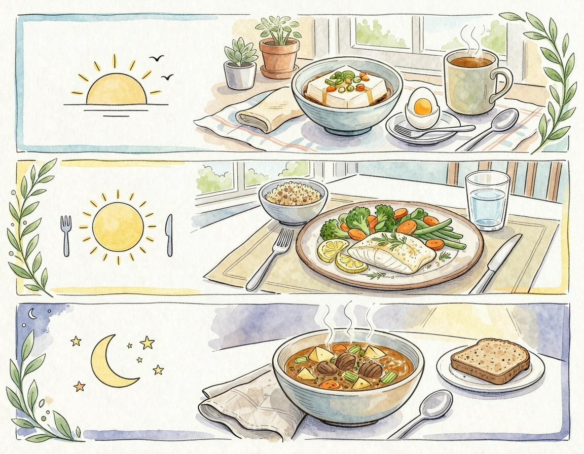 하루 세끼 60g 단백질 분배 식단표 일러스트